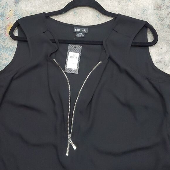 City Chic Top Sweet Zip in Black Size 14 or City Chic XS - Picture 5 of 11